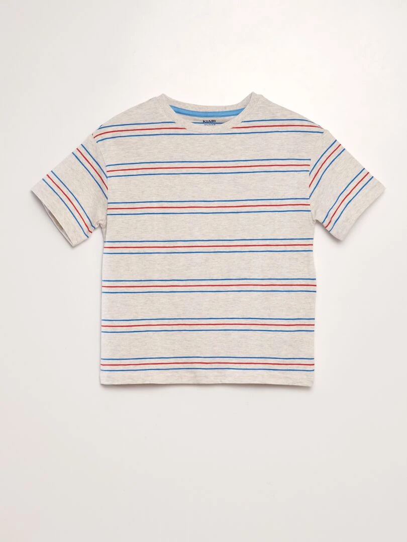 T shirt à rayures colorées Gris/Rouge/bleu