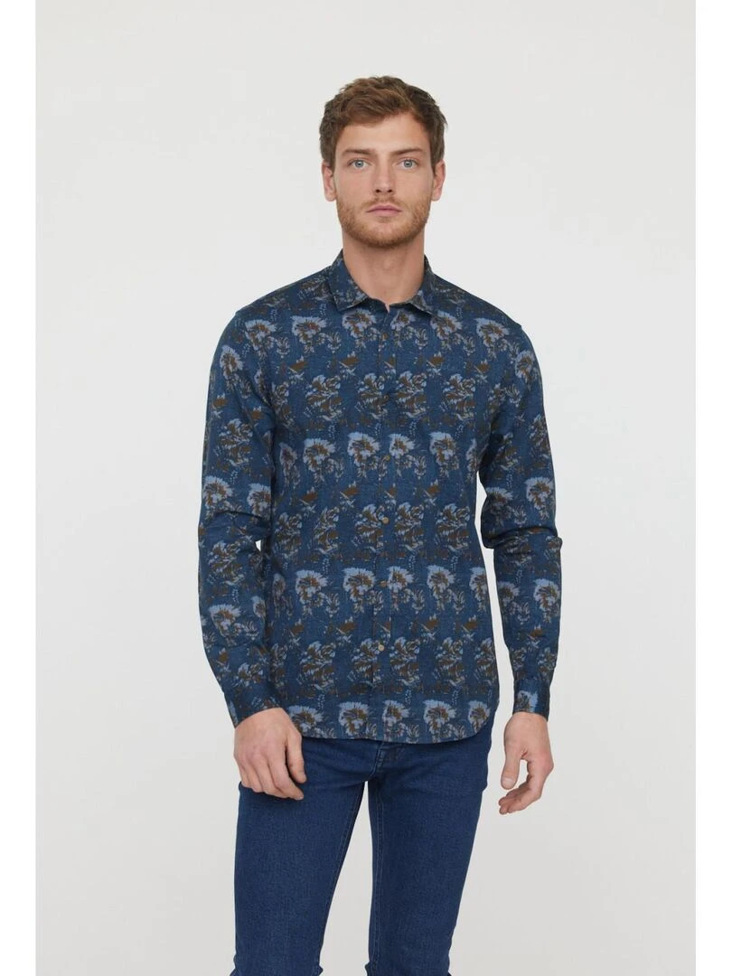 Lee Cooper Chemise manches longues coton regular DUTEZ Bleu marine
