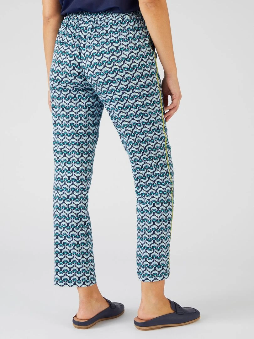 Pantalon 7/8ème mini bandes côtés.   Damart   Bleu marine