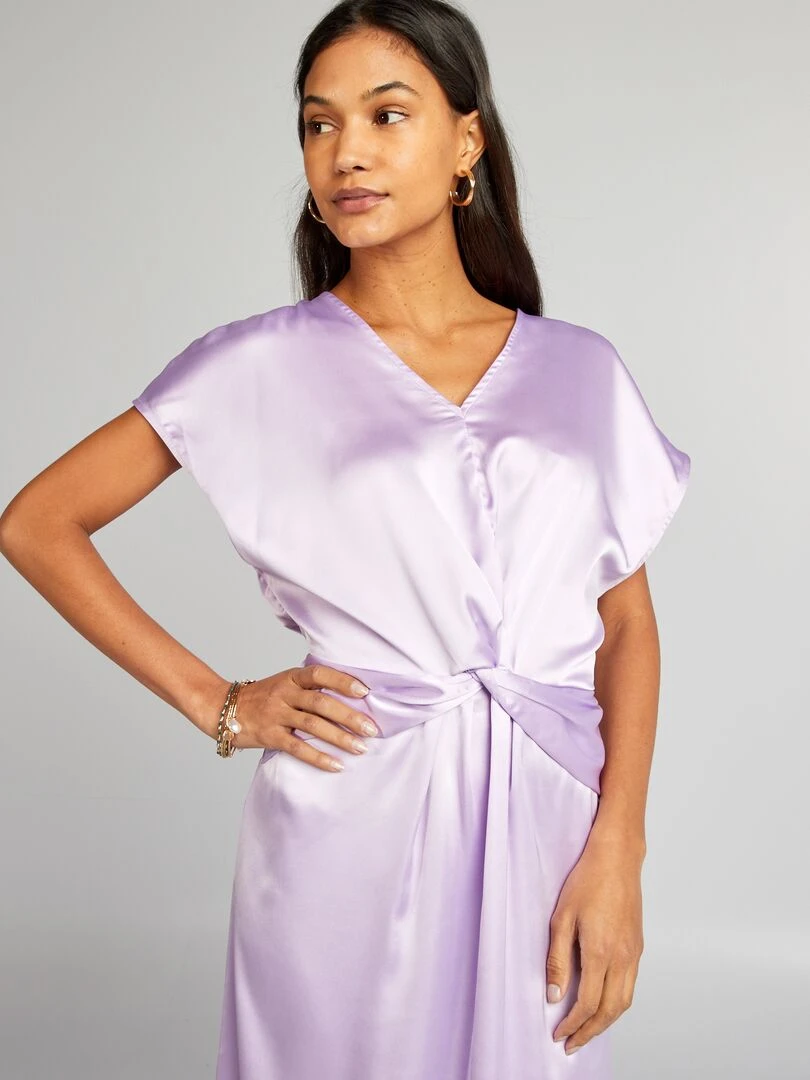 Robe longue satinée   Violet