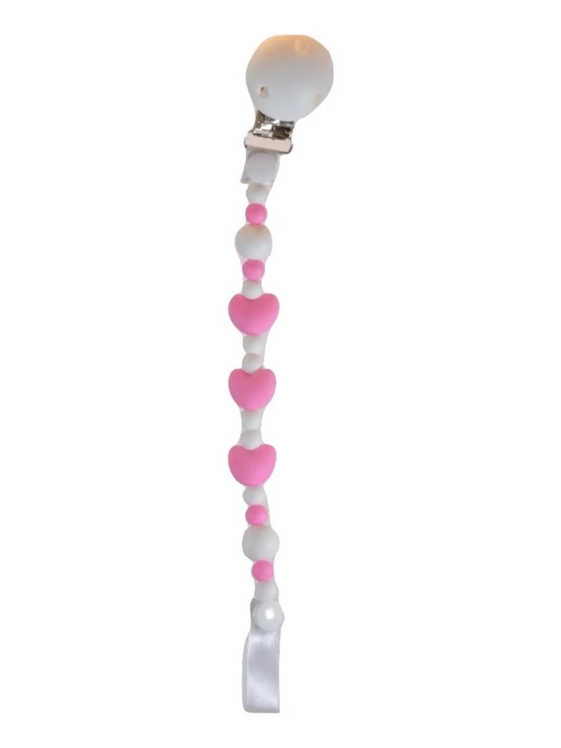 Accroche Tétine Non Toxique Coeur Rose Rose
