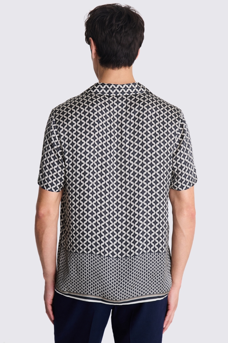Navy Geo Print Shirt   Buy Online at Moss