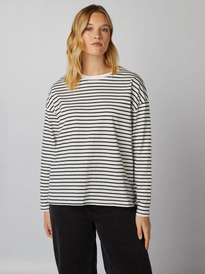 T shirt marinière   Noir