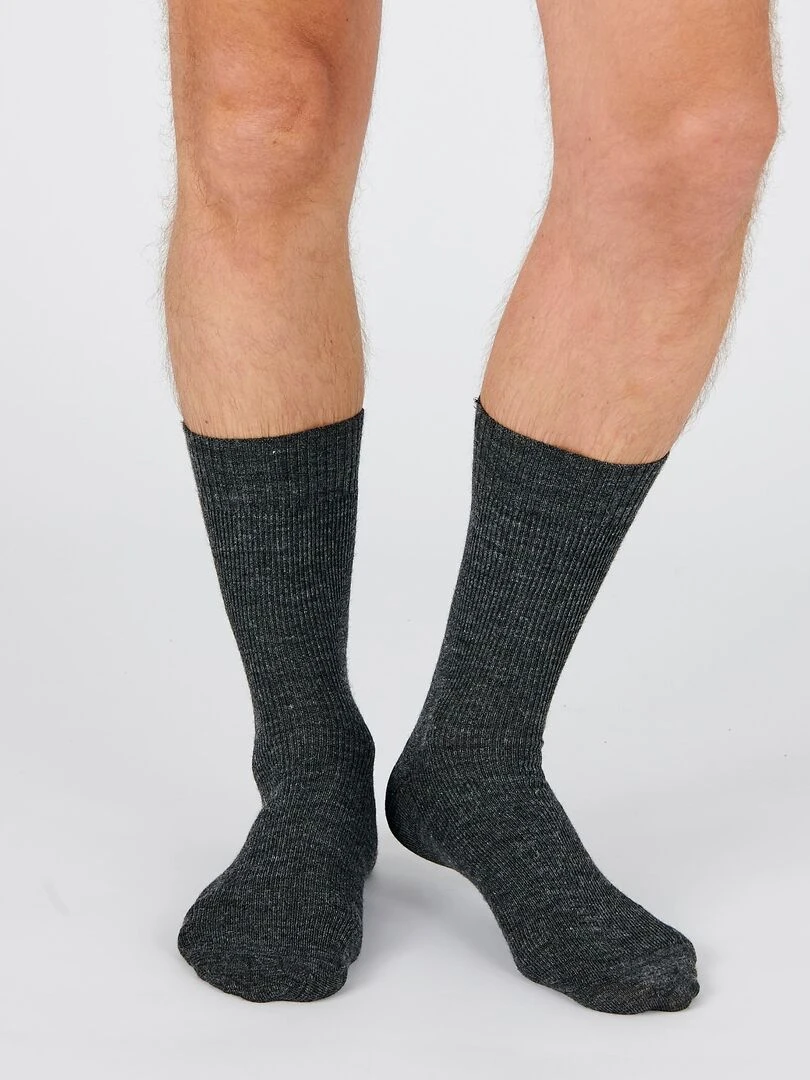 Lot de 2 paires de chaussettes mélange laine et Thermolactyl   Damart   Gris