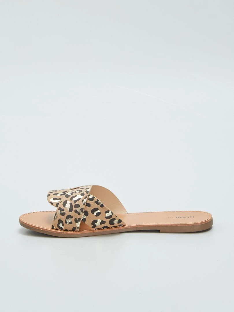 Mules à imprimé léopard   Marron