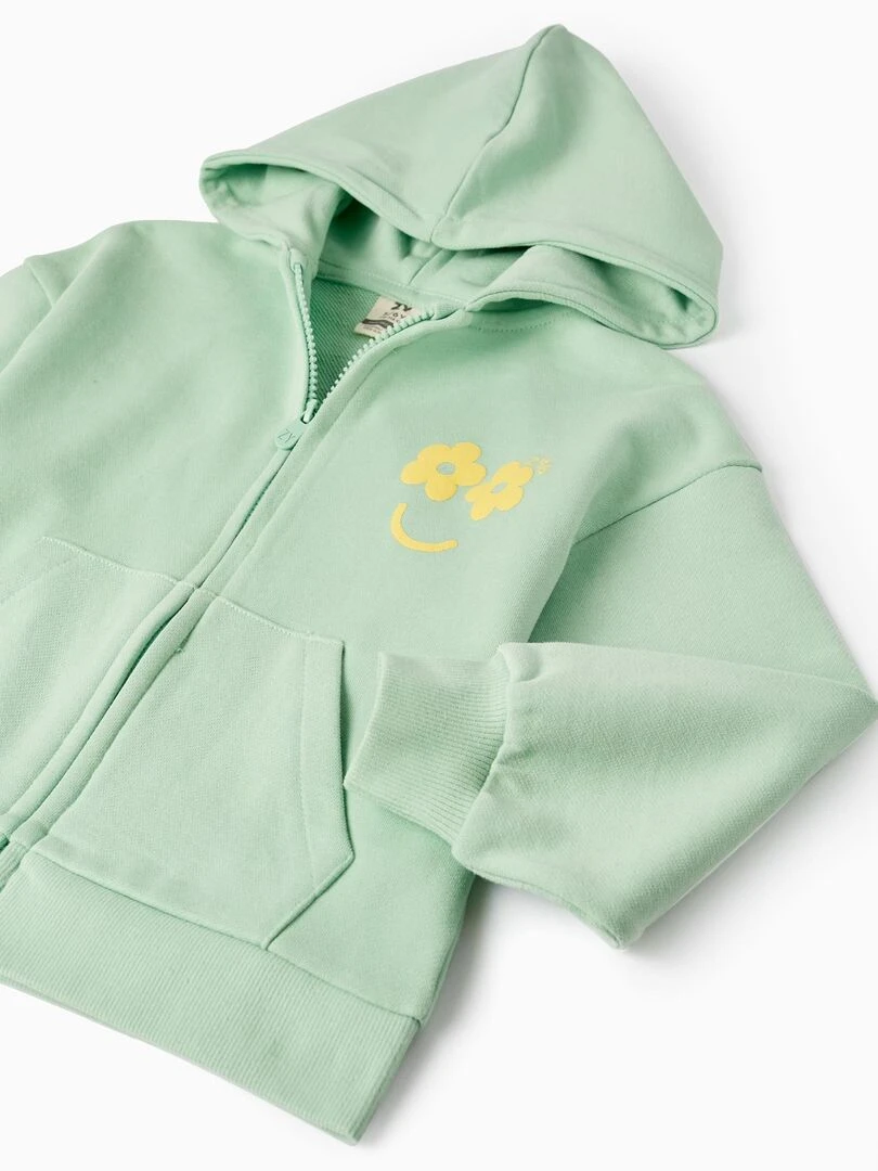 Manteau en coton à capuche pour fille  THE WAVE TRIBE   Vert clair