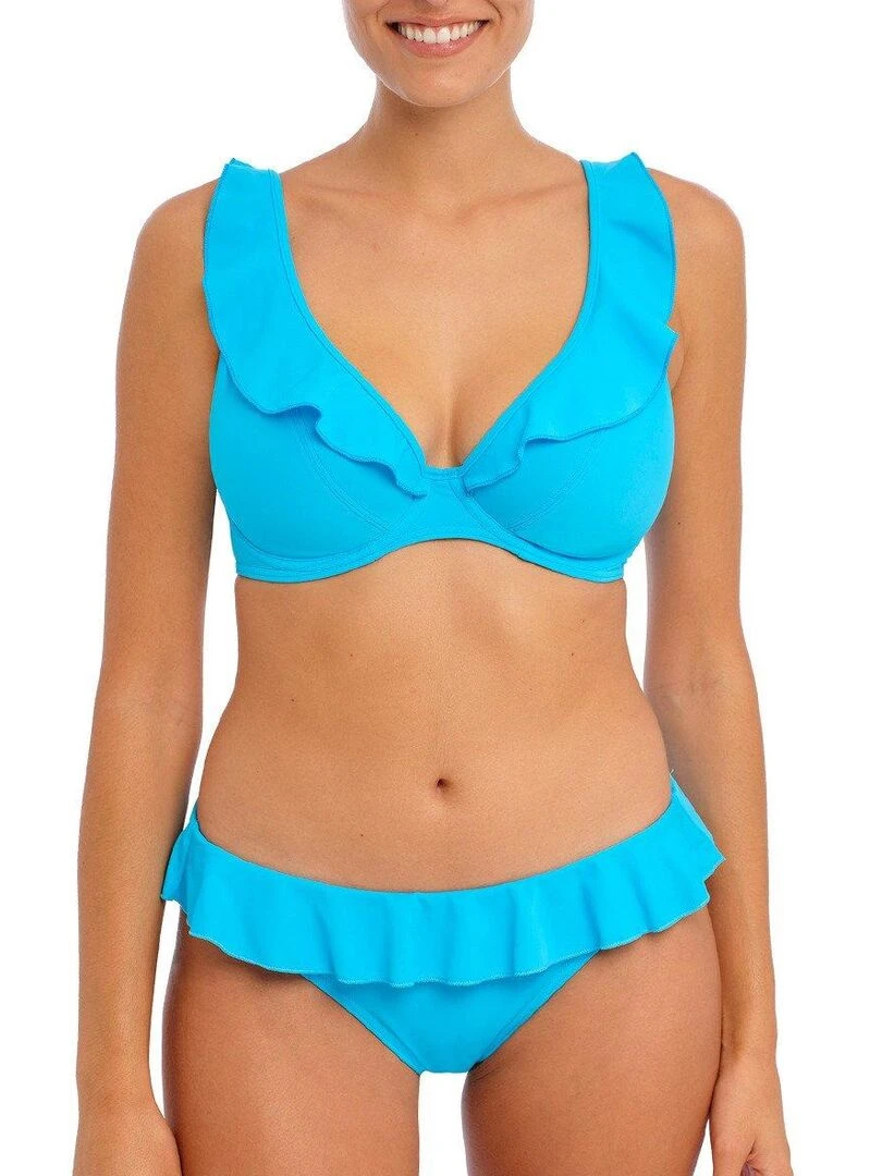 Haut de maillot de bain décolleté à volant Jewel cove Bleu