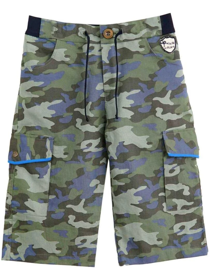 Bermuda Imprimé Camouflage Kaki / Bleu pour Garçon ARCACHON 'LA FAUTE A VOLTAIRE' Vert olive