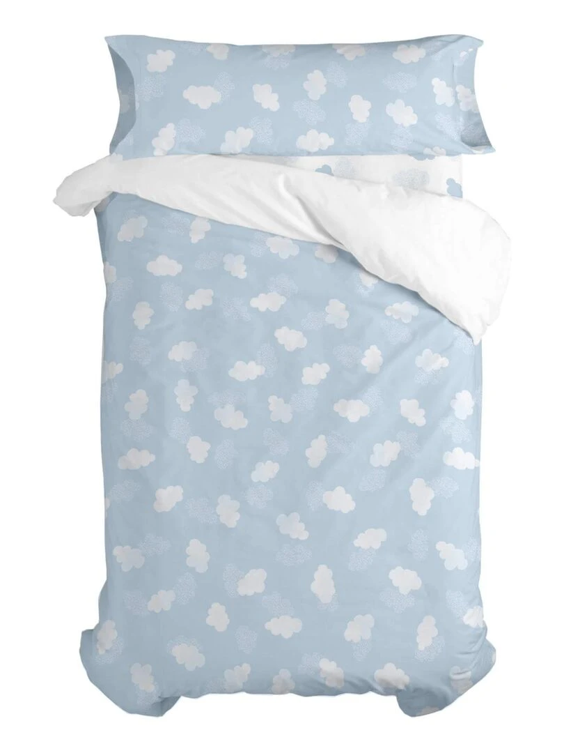 Parure housse de couette 2 pièces Clouds "Happyfriday"   Beige