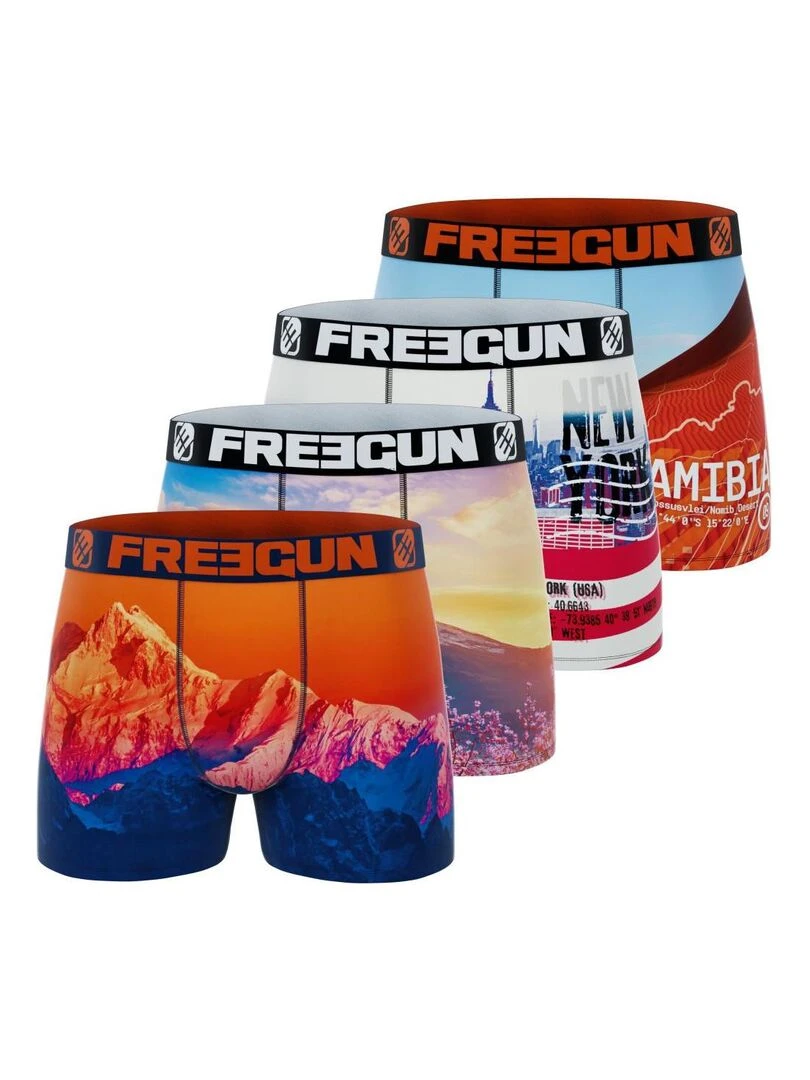 Lot de 4 boxers homme Landscape Freegun Orange