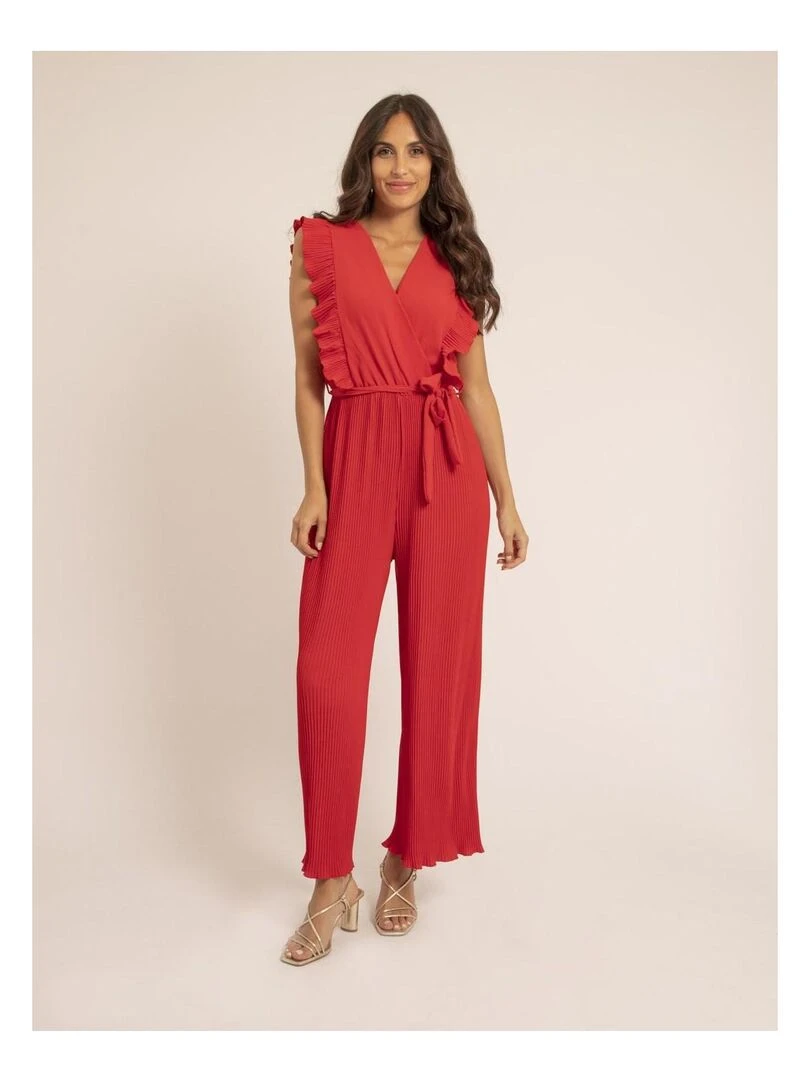 Combi pantalon plissée EDENA Rouge