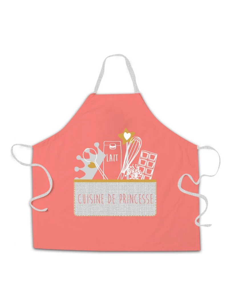 Future Home   Lot tablier de cuisine coton rose 55x55cm + toque   Rose