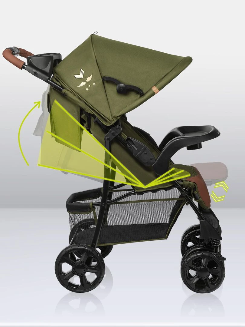 LIONELO Emma Poussette canne Accessoires inclus Vert Noir Vert Noir