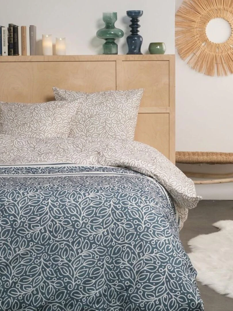 Housse de couette flanelle Today 2.18 + taie(s) 100% coton Bleu