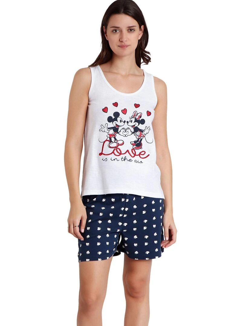 Pyjama short débardeur Love Is In The Air Disney   Blanc