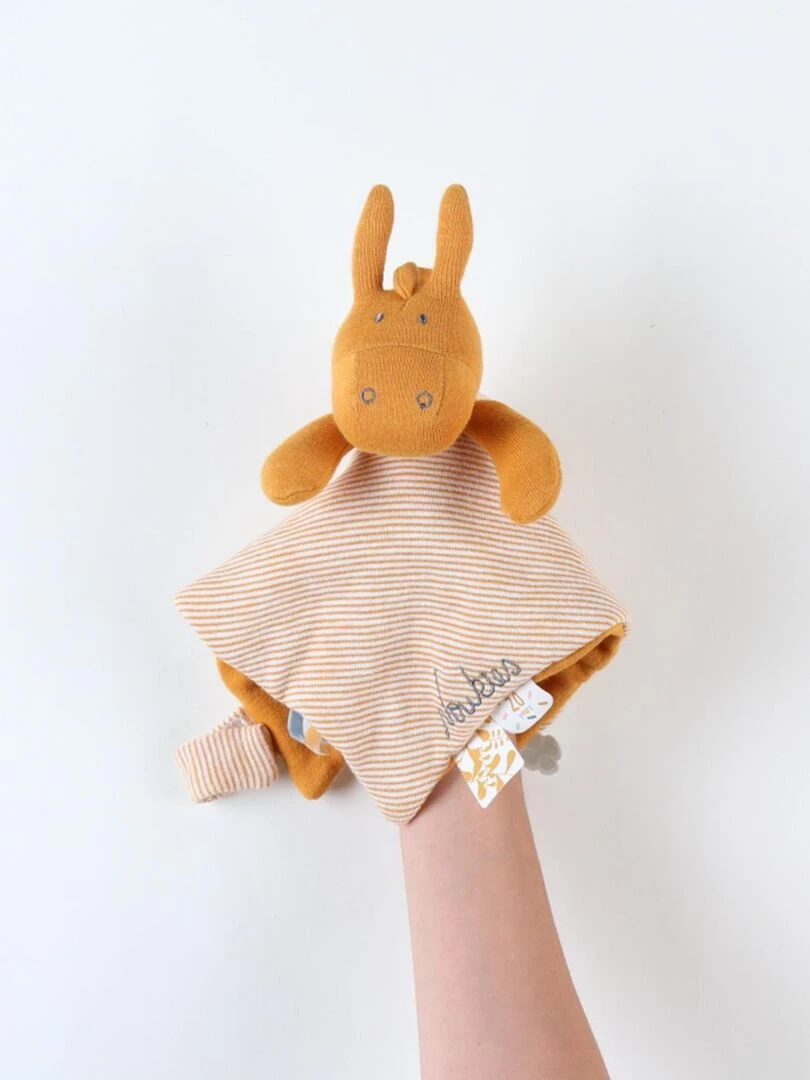 Doudou Plat Attache Sucette Iconiques Paco Ocre   Jaune