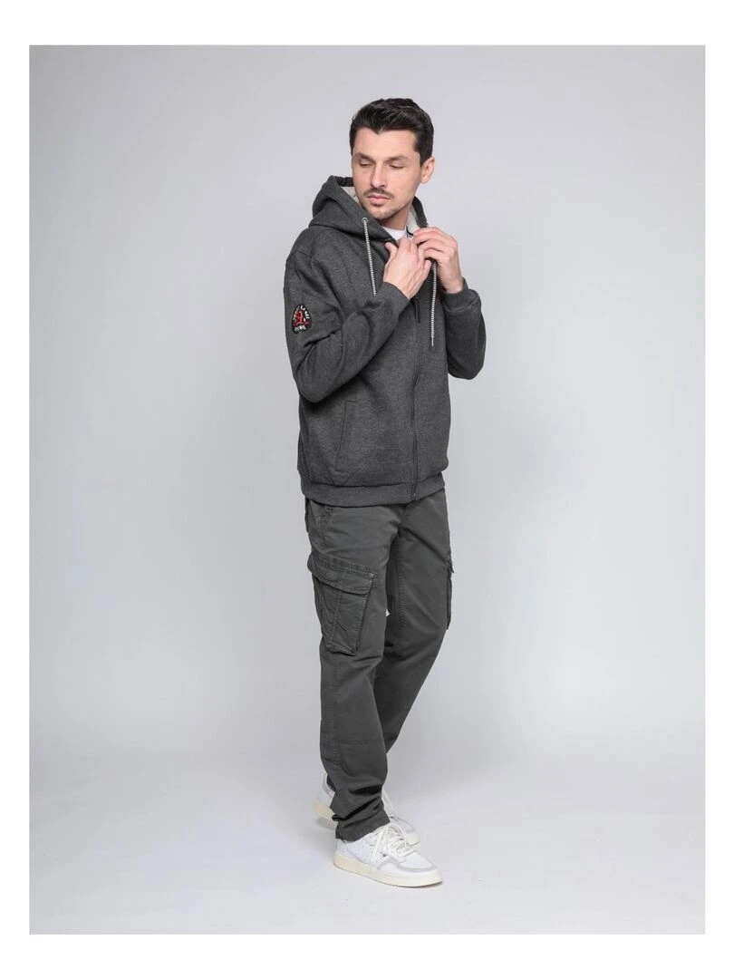 Sweat zippé capuche WARMUP   Gris