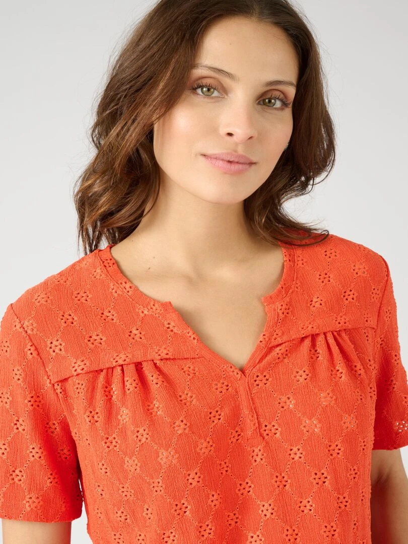 Tee shirt en maille fantaisie   Damart   Rouge