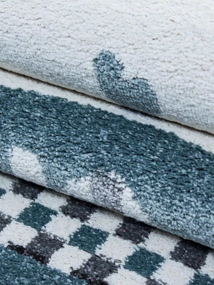 Tapis enfant KID'S RAIN en polypropylène doux et soyeux OEKO TEX®   Bleu
