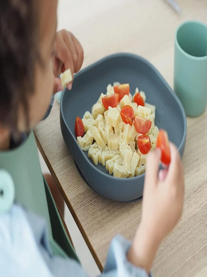 Assiette silicone ventouse minéral Gris