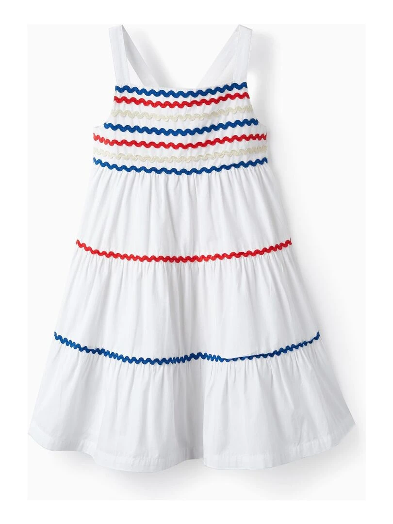 Robe en coton pour fille manches courtes PICASSO Blanc