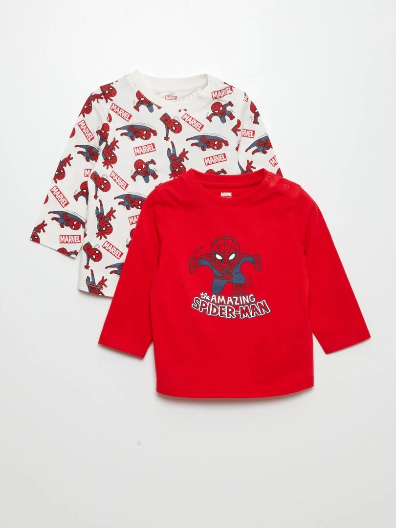 Lot de 2 t shirts 'Spider Man' Rouge