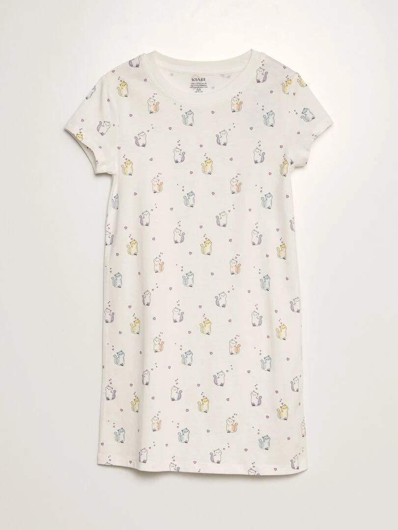 Chemise de nuit à motif Blanc