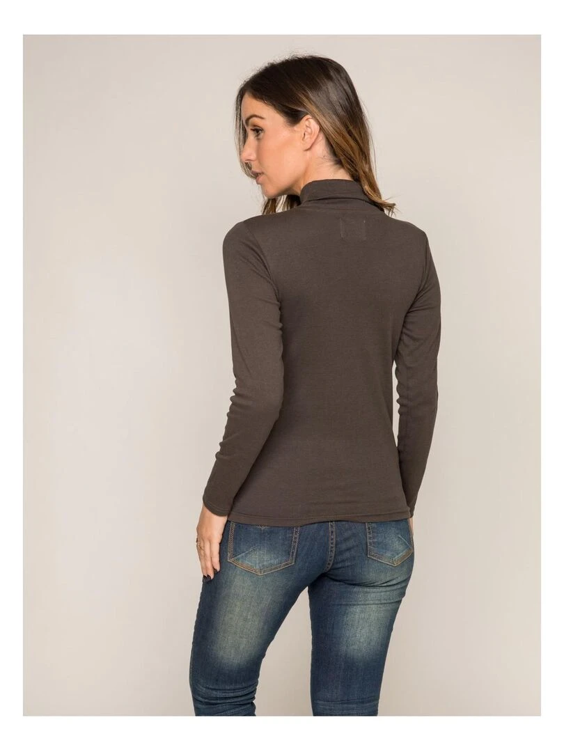 Sous pull col roulé pur coton organique FUSEE   Gris foncé