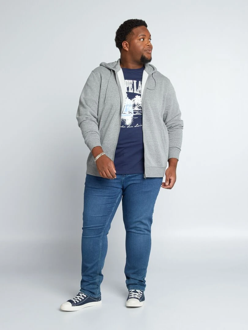 Sweat zippé en molleton Gris