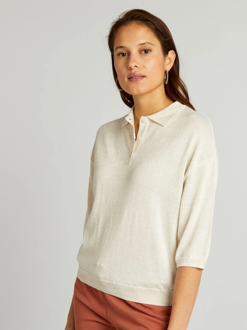 Pull forme polo   Beige