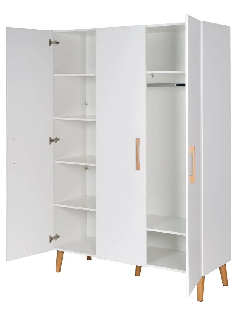 ROBA Armoire "Mick" 3 portes – technologie à fermeture progressive – blanc / chêne doré   Blanc