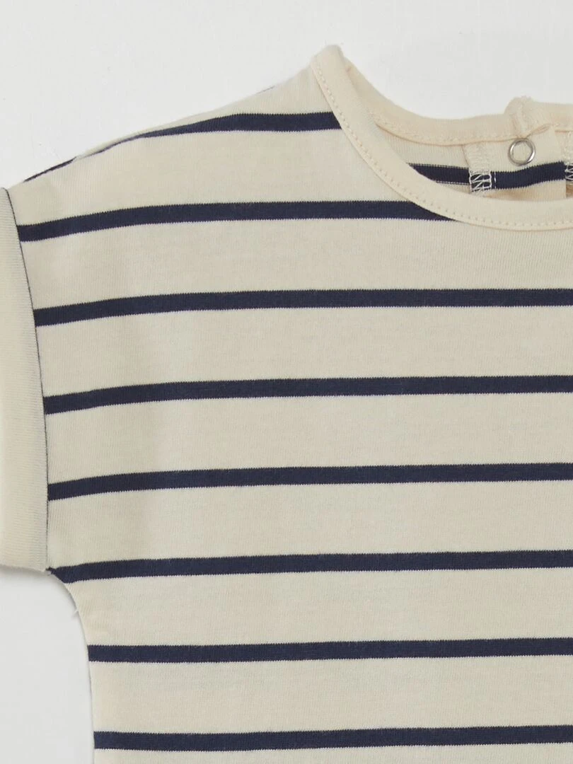 Ensemble tee shirt + pantalon paperbag   Marinière/denim