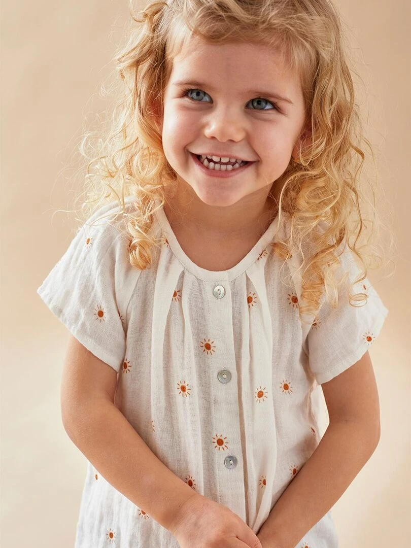 Set blouse imprimé soleils + short denim écru/bleu Noukie's Bleu