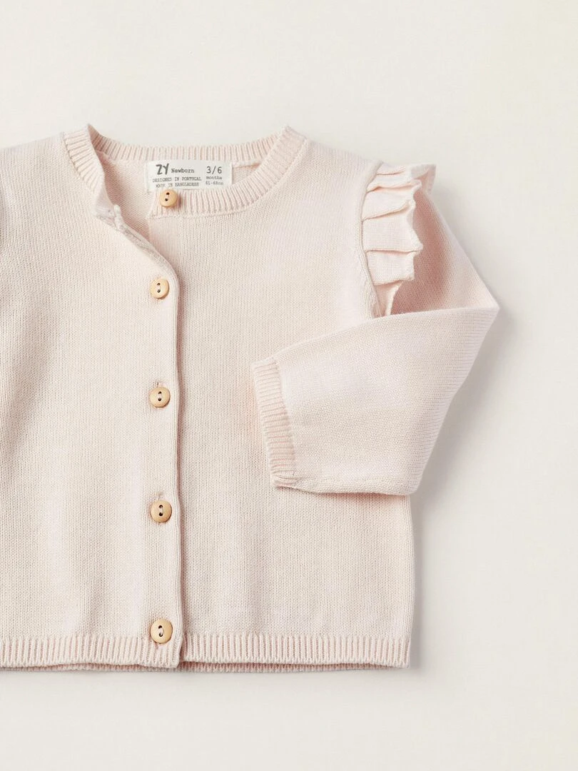 Gilet en Maille avec Volants pour Nouveau Né  NATURE TAKEOVER   Rose