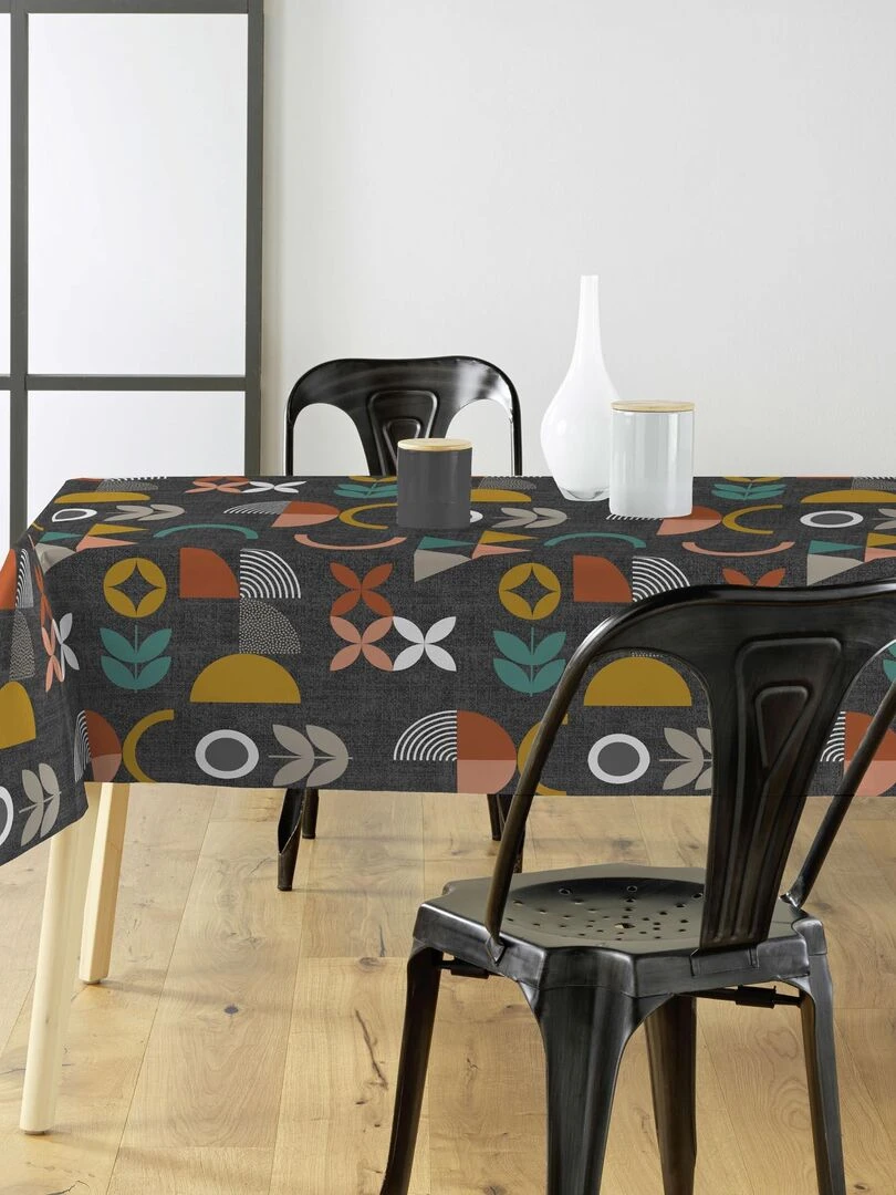 Nappe Toile cirée au mètre Seveny anthracite Gris