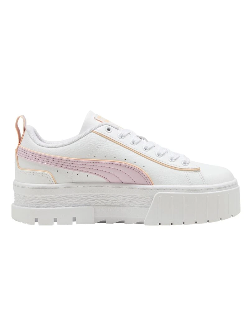 Basket à Lacets Enfant Puma Mayze Lth Piping Jr Blanc