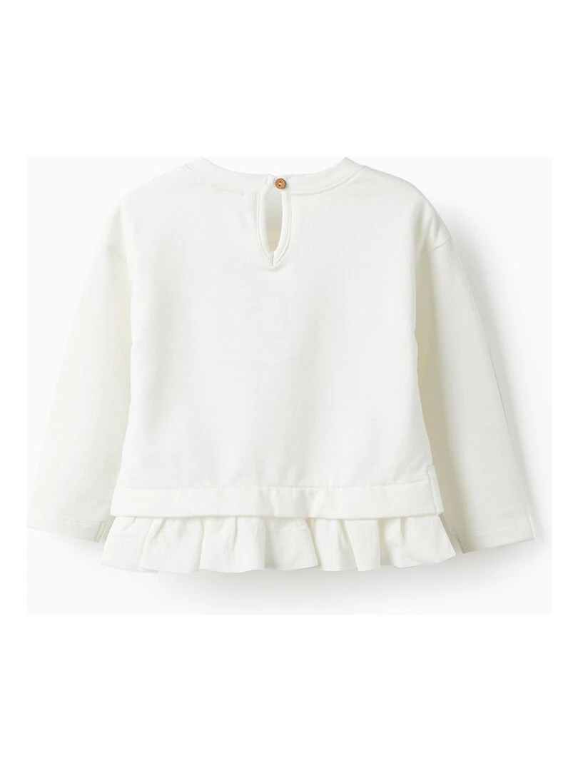 Pull avec Volants et Perles pour Bébé Fille 'Blossom' SICILIAN DAYS Blanc