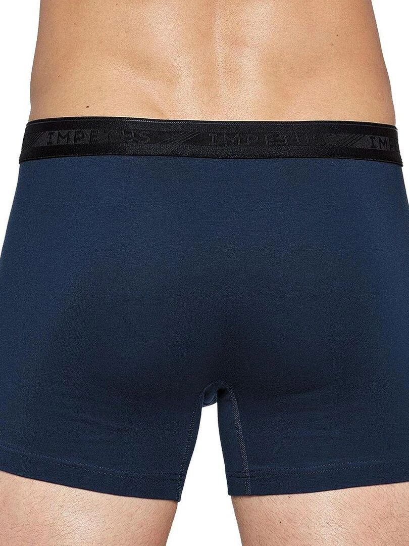 Pack 2 boxers uni et imprimé ceinture plate en coton Azurite   Vert