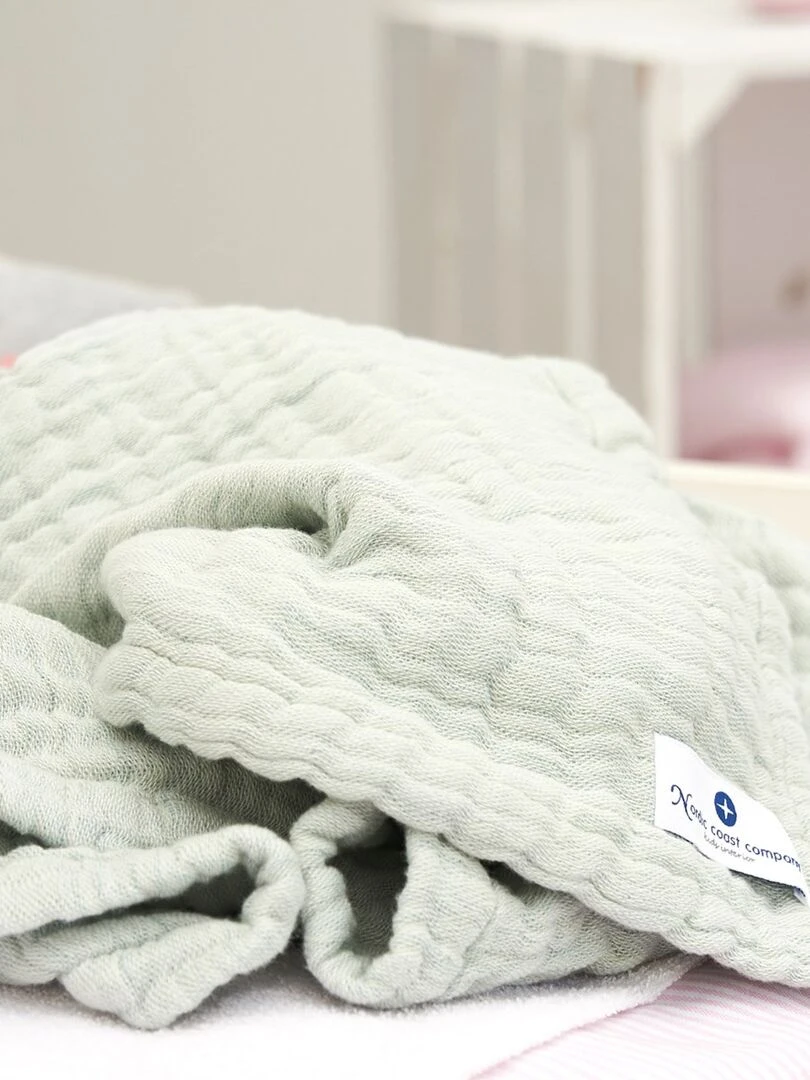 Couverture mousseline bebe grande en coton 90 x 120 cm   Vert