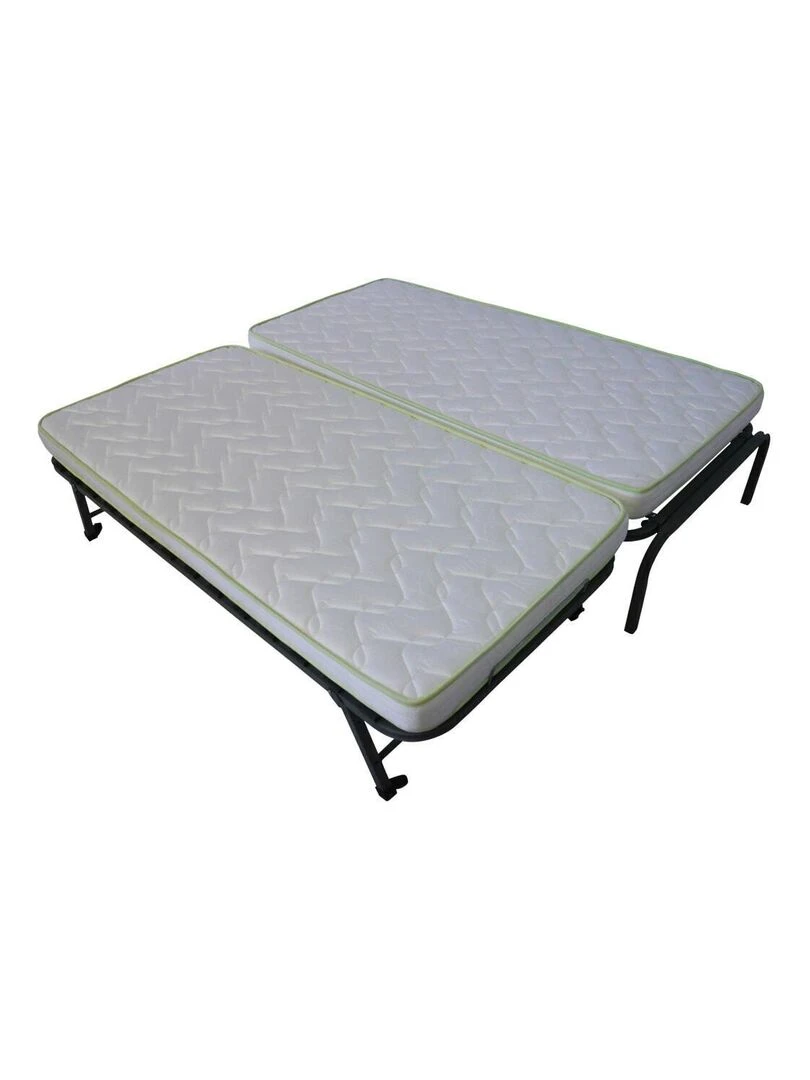 Pack lit gigogne avec 2 matelas Strata   AKITEN RETAIL   Gris