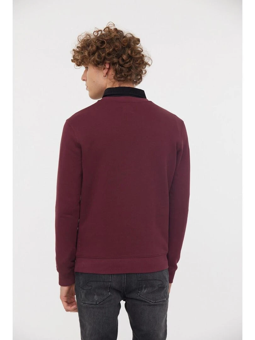 Lee Cooper   Sweatshirt manches longues coton regular EDIE   Rouge foncé