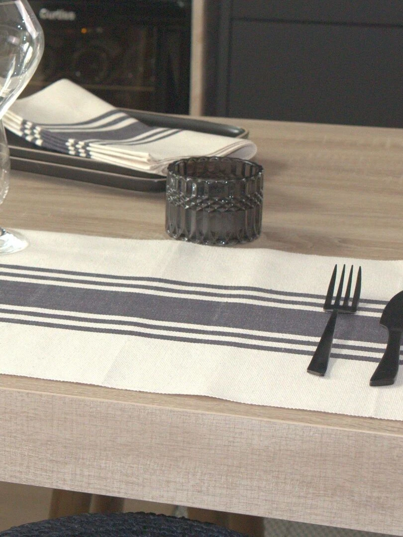 Lot de 4 sets de table à rayures d'antan gris anthracite