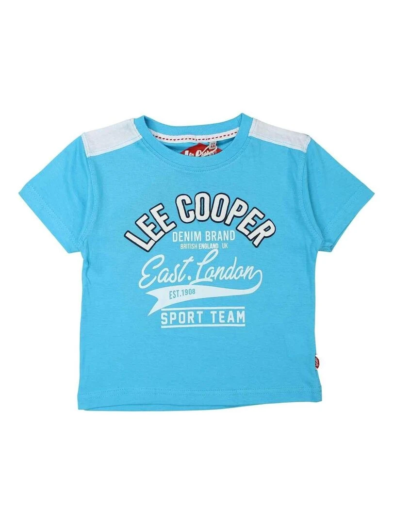 Lee Cooper T shirt garçon imprimé logo en coton Bleu ciel