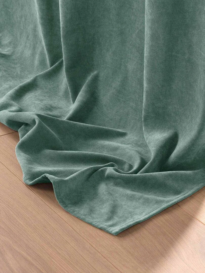 Rideau tamisant en velours uni   Vert olive