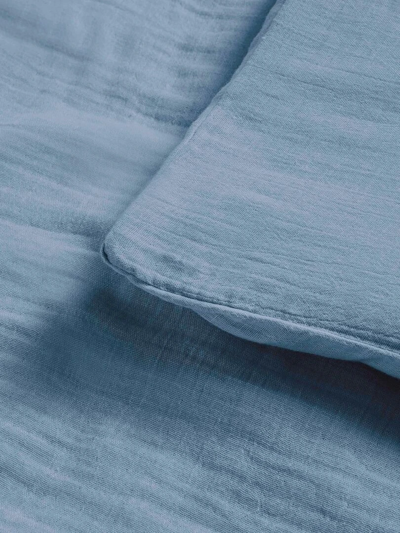 Taie d'oreiller double gaze de coton 'Le Lit de Mon Bébé' Bleu gris
