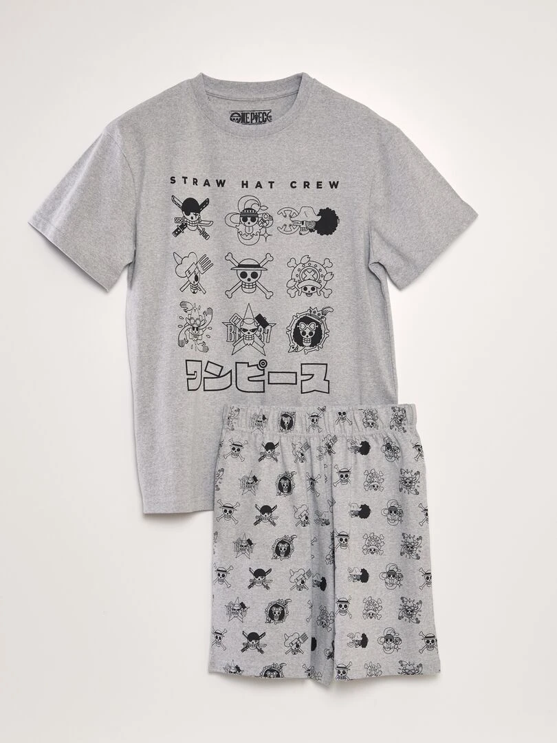 Ensemble pyjama 'One piece' 2 pièces Gris
