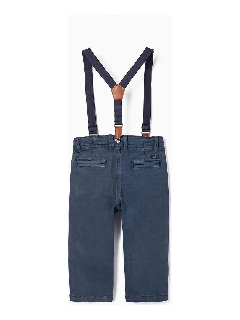 Pantalon en sergé avec bretelles pour bébé garçon ATLANTIC COMPANY Bleu foncé