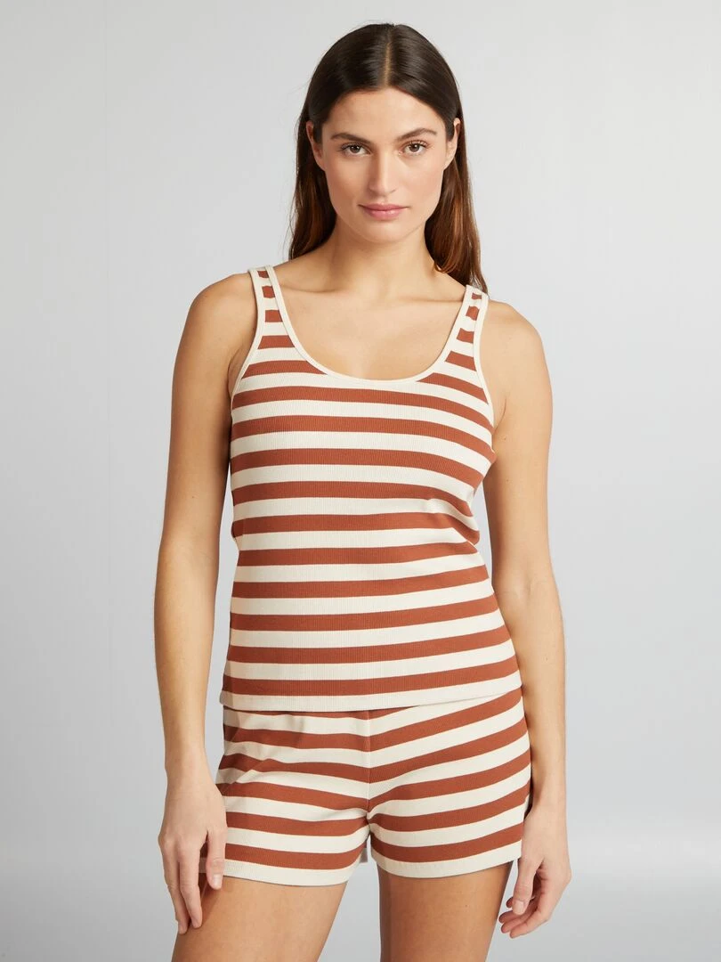 Ensemble pyjama débardeur + short 2 pièces Marron