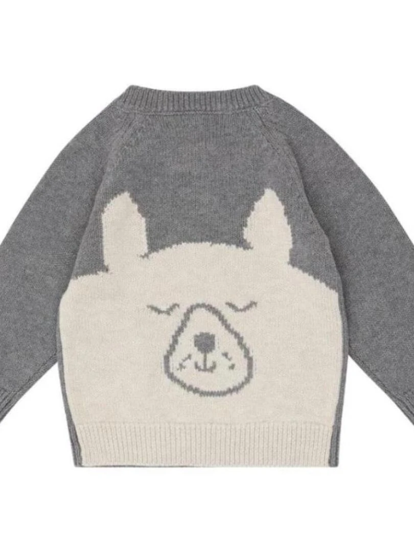Pull Bébé Chien en Maille Bio   Gris