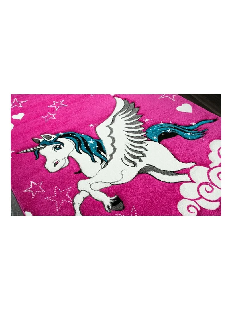 Tapis enfant KIDS LICORNE en polypropylène doux et soyeux OEKO TEX® Rose